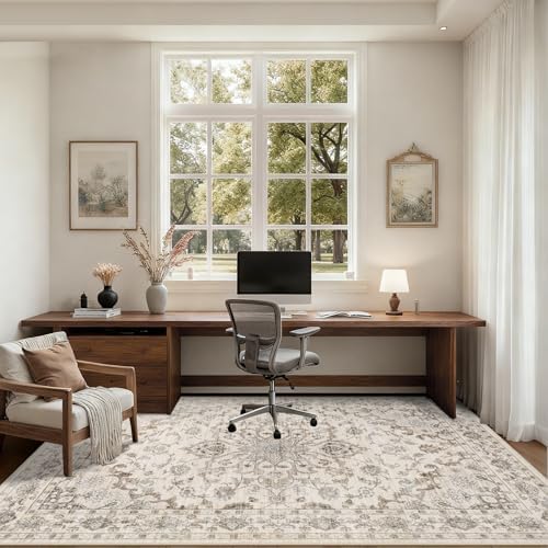 9x12 Area Rugs Living Room: Washable Rug for Bedroom Brown Beige - Image 6