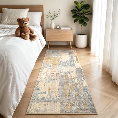 Toneed Washable 2x6 Non-Slip Abstract Runner Rug for Hallway Kitchen - Image 3