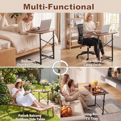 C Shaped End Tables, 22" Adjustable Height Couch Side Table, C Table End Table that Slide Under Sofa, TV Trays Table for Couch, Sofa, Living Room, Small Spaces, Easy to Assemble&Clean - Image 6