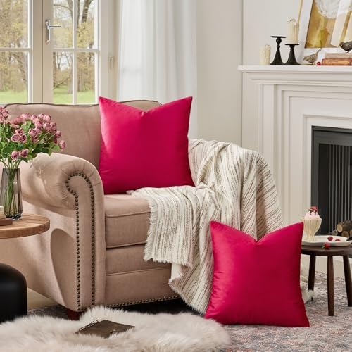 GIGIZAZA Red Velvet Pillow Covers 22x22 Decorative Pillows Pack of 2 - Image 3