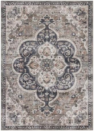 ReaLife Rugs Machine Washable Area Rug - Living Room Bedroom Bathroom Kitchen Entryway Office - Padded Low Pile Stain Resistant Premium - Boho Farmhouse Vintage - Joy - Brown Beige 4' x 6' - Image 3