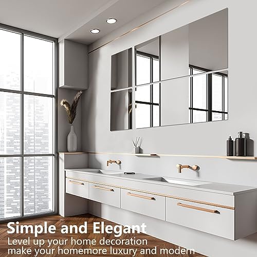 16 x 12'' x 4Pcs Glass Wall Mirror Tile Frameless Full Length Mirror - Image 6