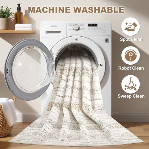 Nakagishi 10x12 Area Rug Living Room: Washable Boho Large Neutral Modern Soft Stain Resistant Farmhouse Indoor Floor Rug Non Slip Accent Carpet for Bedroom Nursery Kids Playroom Office- Colorful - Image 2