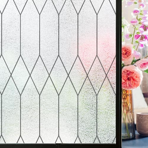 Windimiley Window Privacy Film, Moroccan Pattern Static Cling, 35.4"x78.7" by WindimileyDecor