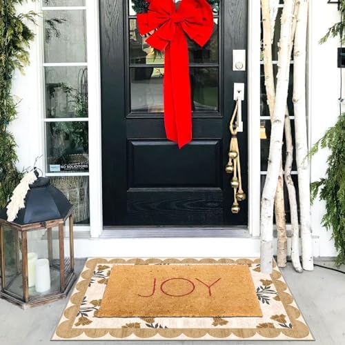 Front Door Mat Outside Entrance - 2x3 Spring Beige Floral Entry Rug - Image 5