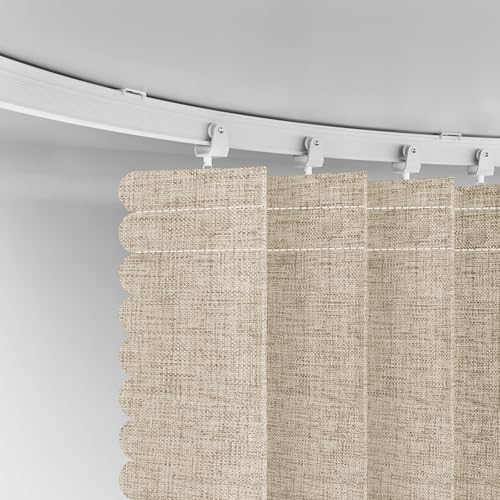 100% Blackout Room Divider Curtains Ceiling Curtain Track Sets Blackout Curtains Ceiling Track for Curtain Flexible Track Curtain Extra Wide(Beige, W100 x L108, 1 Pack) - Image 4