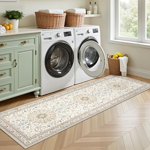 Hallway Runner Rug: 2.6x8 Kitchen Boho Rugs for Living Room Beige - Image 4