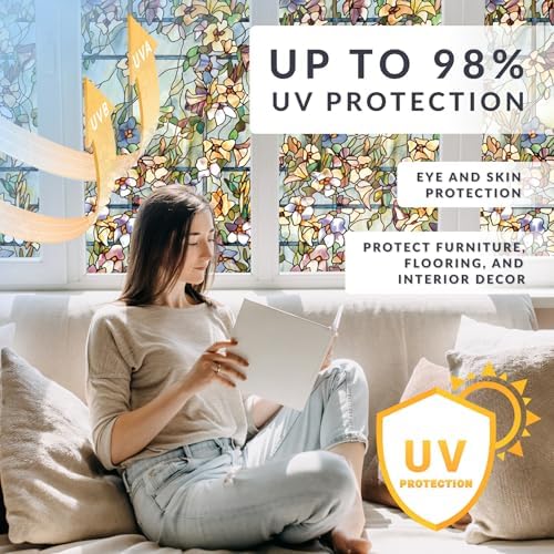 Artscape Trellis | Privacy Window Film with Vibrant Colored Pattern | Non-Adhesive & UV Protection | Easy to Apply & Removable | 24 x 36 Inches | Made in USA - Image 6