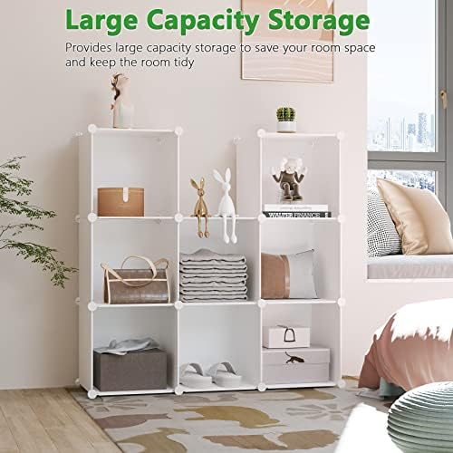 C&AHOME Cube Storage Organizer, 9-Cube Bookcase, Closet Cabinet Milky - Image 4