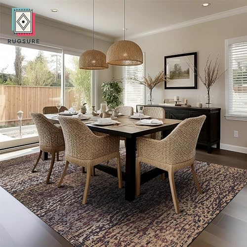 RUGSURE Washable Area Rug - 1/6 Thick - Stain & Water Resistant Non-Slip - Resistant Rug for Living Room, Bedroom, Nursery, Pet & Child Friendly, Vintage Charm Area Rugs (Rust, 6' x 9') - Image 4