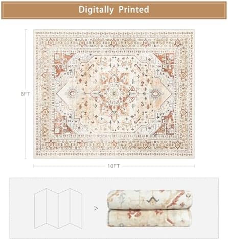 Orange Red 8x10 Washable Area Rugs for Living Room,Bedroom,Dining Room - Image 2