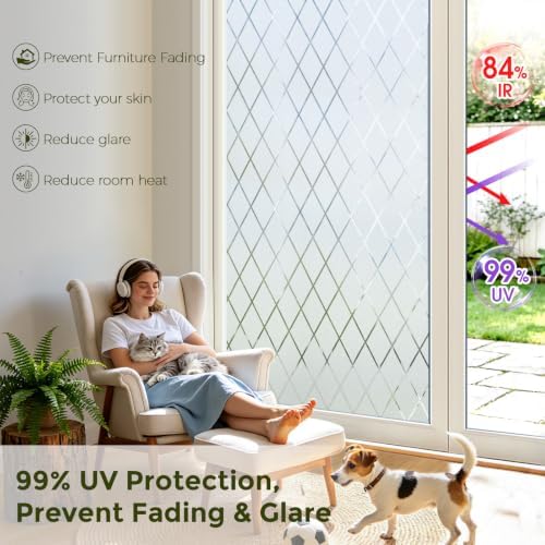Frosted Window Privacy Film Diamond Static Cling 29.5 x 118.1 in - Image 3