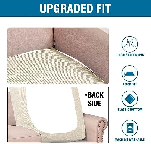 H.VERSAILTEX Super Stretch Individual Chaise Cover Sectional Couch Covers for L Shaped Sofa Both Left/Right Featuring Thick Jacquard Textured Twill Fabric (1 Piece Chaise Cover, Natural) - Image 6