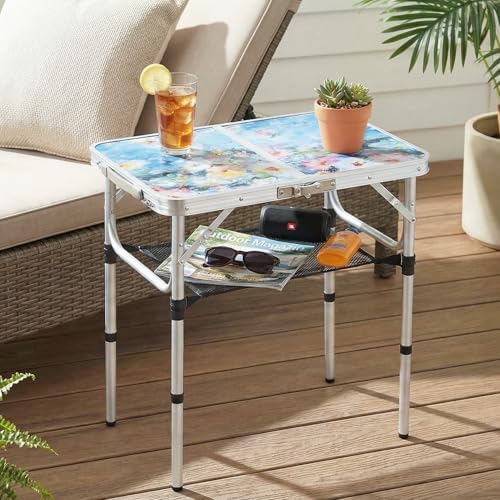 Outdoor Side Table, Portable 3 Adjustable Height, Small Folding Table - Image 6