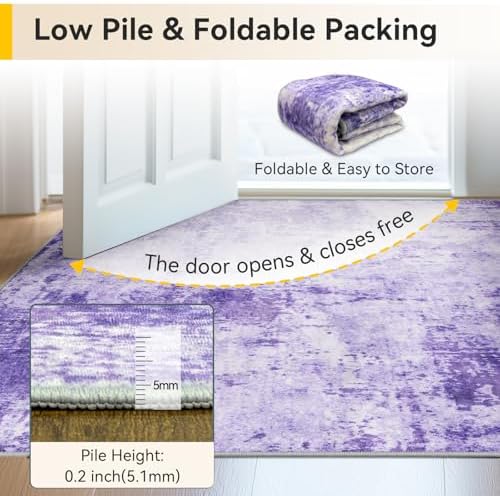 RELEANY Washable Runner 2'x10' Abstract Area Rug for Hallway Purple - Image 6