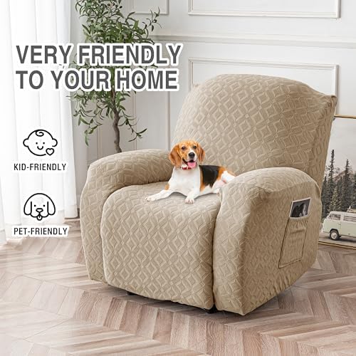 Genina Waterproof Recliner Chair Cover,1 Seat Couch Cover,Khaki - Image 4