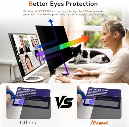 32 Inch Computer Privacy Screen Filter for 16:9 Aspect Ratio Widescreen Monitor - Anti Glare Blue Light Filter, Removable Computer Monitor Privacy Shield, Anti-Scratch Screen Protector Film 32 in - Image 4