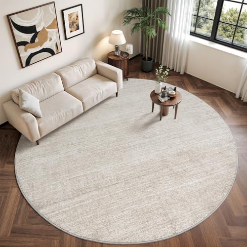Valenrug Round Rugs 6ft, Circle Washable Area Rugs for Living Room, Beige - Image 3