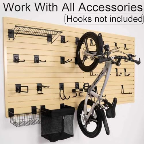 FRAYSCENT Slat Wall Paneling Garage Wall Organizer, Slatwall Panels Garage Tool Organizer Wall Mount Garage Slat Wall Storage Systems, Slat Board PVC Wall Panels Garage Storage (BEIGE, 8ftx4ft) - Image 2