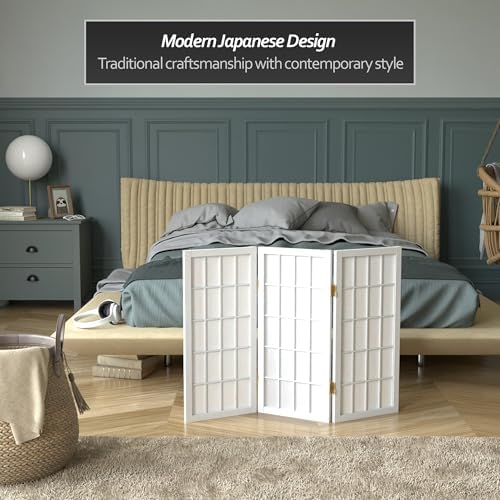 2 ft. Short Desktop Window Pane Shoji Screen - White - 3 Panels - Image 3