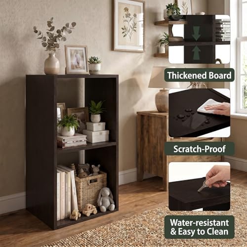 WannabeMyself【Sturdy Build&Easy Assembly】2 Cube Storage Organizer with Anti-Tipping Kits,Reversible Open Back Book Shelf, Bookcase for Living Room,Bedroom,Entrance Hall,Office,12.2×11.4×24.1,Chocolate - Image 3