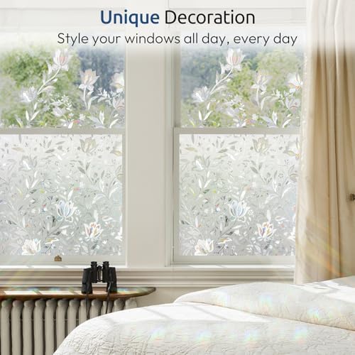 rabbitgoo Window Privacy Film, Stained Glass Cling, Tulip 23.6" x 118.1" - Image 6