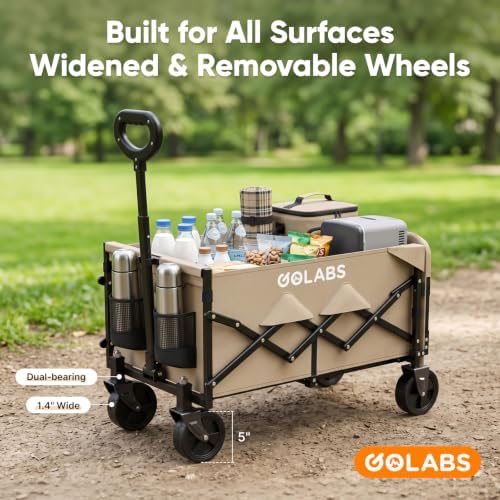 Golabs WA1 Collapsible Folding Wagon Cart, Max 220lb Load, Expands to 100L - Image 5