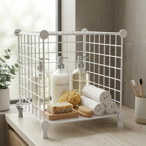 Cube Storage Organizer Metal Wire Shelf for Closet Office White - Image 4