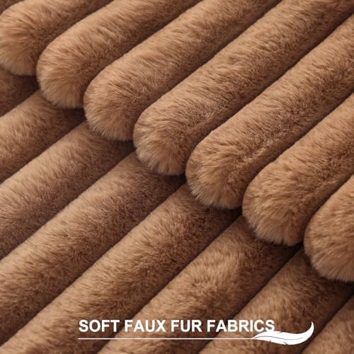 Pallene Faux Fur Decorative Throw Pillow Covers 20x20 Set of 2, Brown - Image 2