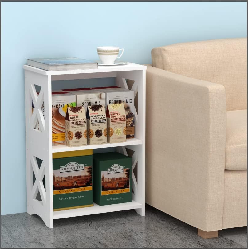 3-Tiers Side Table, Narrow End Table, Minimalist Bedside Tables Nightstand. - Image 2