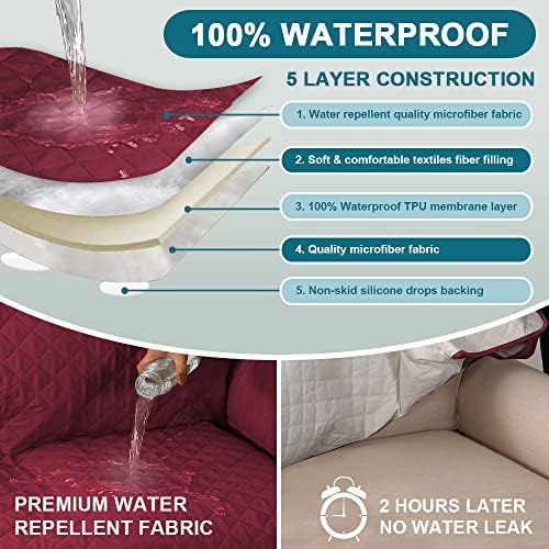 Turquoize 100% Waterproof Sofa Covers Chaise Lounge L Shape Sofa Protector - Image 3