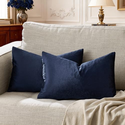 GIGIZAZA Navy Velvet Pillow Covers 12x20 Decorative Pillows Pack of 2 - Image 6
