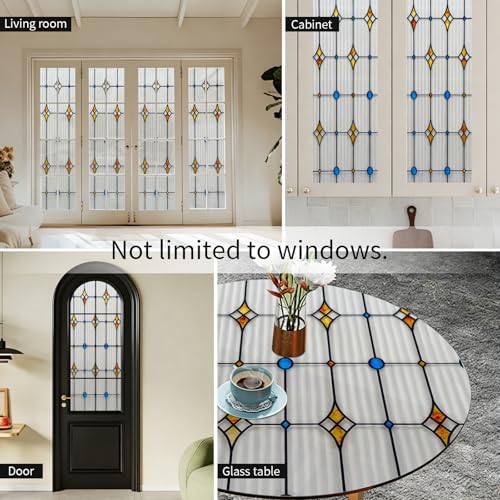 VELIMAX Reeded Glass Window Film, Window Privacy Film, Frosted Glass Window Cling, Stained Decorative Covering for Bathroom Living Room 23.6 x 78.7 inches - Image 7