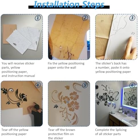 Wall Stickers 3D Flower Pattern - Family Wall Decals Living Room Wall Decor Sticker for Walls Decor Living Room Home Decorations Room Decor for Office Sofa Bedroom Decals (Golden L:150cm * 200cm) - Image 4