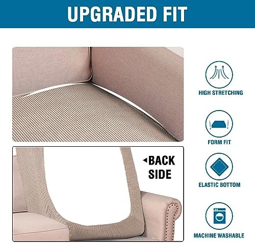 H.VERSAILTEX Super Stretch Individual Chaise Cover Sectional Couch Covers for L Shaped Sofa Both Left/Right Featuring Thick Jacquard Textured Twill Fabric (1 Piece Chaise Cover, Sand) - Image 6