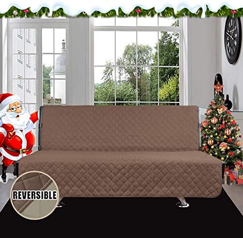 Easy-Going Reversible Couch Cover, Large Futon Sofa, Brown/Beige - Image 2
