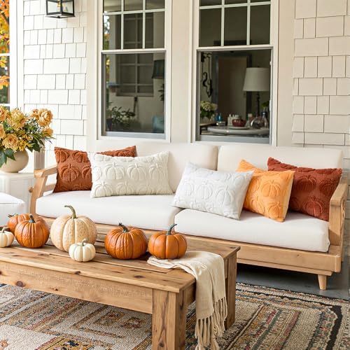 MIULEE Fall Pillow Covers Pumpkin Fall Decor Lumbar 12x20 Pumpkin - Image 4