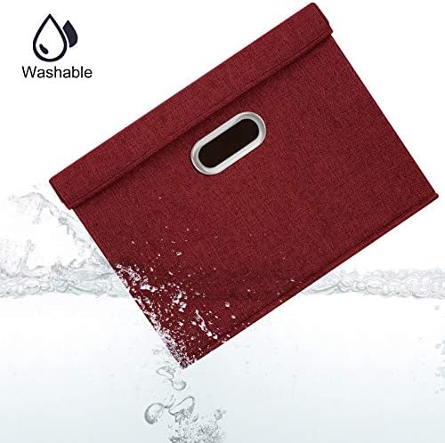 TYEERS Collapsible Storage Bins With Lids, Large Fabric Storage Boxes - 2 Pack - Red Wine - Image 3