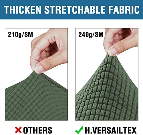 H.VERSAILTEX 3 Piece Stretch Sofa Covers for 2 Cushion Loveseat Couch Covers for Living Room Furniture Cover (Base Cover Plus 2 Seat Cushion Covers) Thicker Jacquard Fabric(Medium, Bronze Green) - Image 3