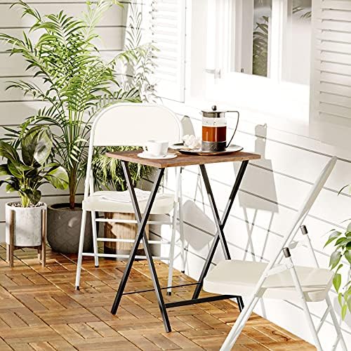 HOOBRO Folding TV Tray Tables, Set of 4 TV Trays with Storage Rack, Industrial Side Table for Eating at Couch, Foldable Snack Table for Small Space, Easy Assembly, Rustic Brown and Black BF50BZ01 - Image 6