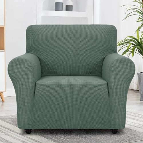 ZNSAYOTX Super Stretch Chair Slipcover Universal Sofa Chair Covers for Living Room Dogs Pet Furniture Protector Spandex Armchair Slipcovers with Anti Slip Foam Sticks (Pea Green, Chair) - Image 5