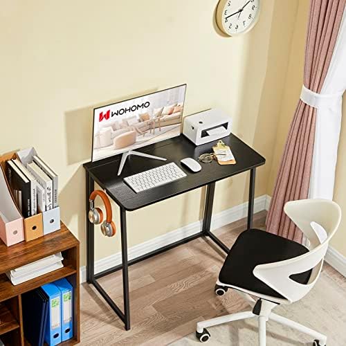 WOHOMO Folding Desk, 31.5" Foldable Computer Table for Small Spaces, Black - Image 4