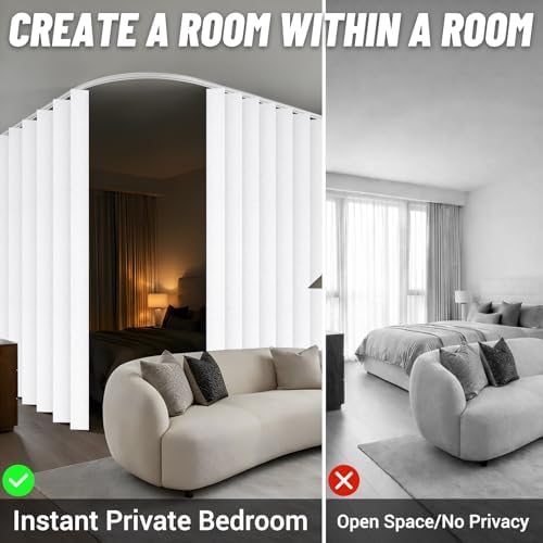 100% Blackout Room Divider Curtains Screen Partitions, Blackout Sound Reducing Divider Room Panel for Doorway Glass Window Sliding Door Patio(White, W100 x L84, 1 Pack) - Image 3