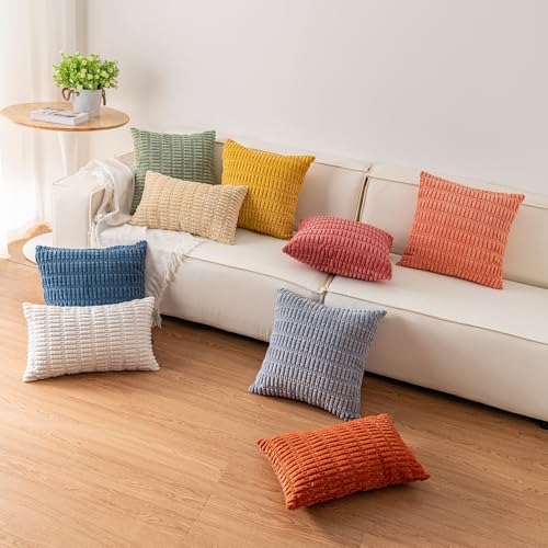 Pack of 2 Corduroy Decorative Throw Pillow Covers 12x20 Inch, Sage Green - Image 6