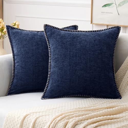 MIULEE Decorative Couch Throw Pillow Covers 20x20 Inch Navy Blue 2 Pack by MIULEE
