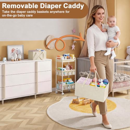 Baby Diaper Organizer Cart & Caddy Basket,Nursery Cart for Baby Essential - Image 2