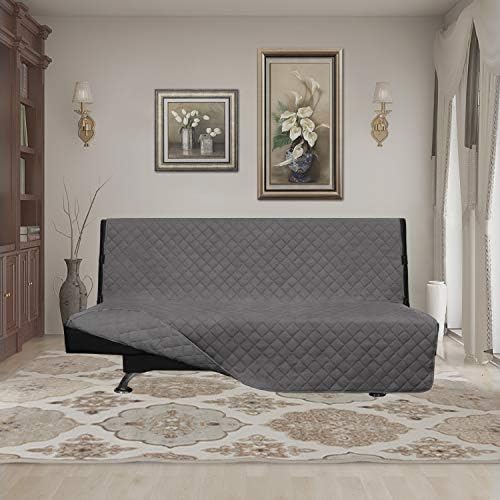 Easy-Going Reversible Couch Cover, Large Futon Sofa, Gray/Gray - Image 2