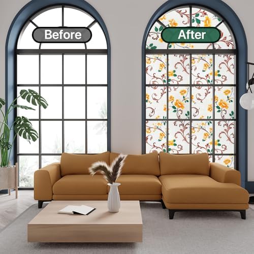 Niviy Stained Glass Window Privacy Film with Installation Tools, 3D Frosted Glass Window Decals UV Protection Sun Blocking Static Clings Non Adhesive Window Stickers for Home 17.5 x 78.7 inch - Image 6