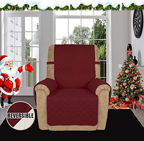 Easy-Going Reversible Couch Cover, Recliner 19 in, Christmas Red/Ivory - Image 2