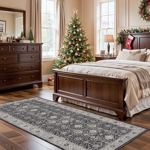 Washable 3x7 Entryway Runner Rug: Farmhouse Wide Kitchen Rug Soft Water Resistant Floor Mat for Bathroom Bedroom Nursery Non-Slip Indoor Carpet for Living Room Dining Room Hallway(3x7,Black) - Image 2